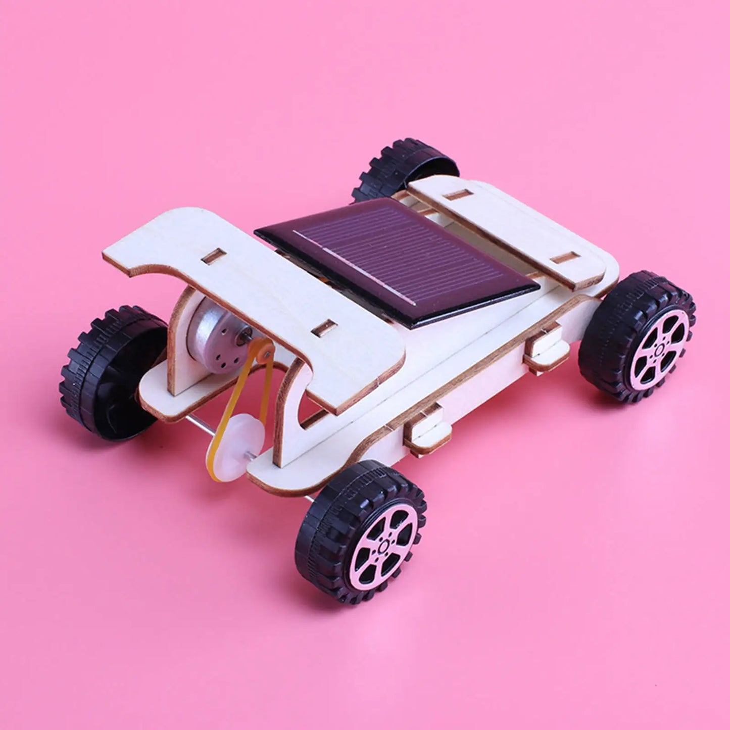 DIY Wooden Solar Car Science Experiment Model Building Projects Kit Moveable Solar Power RC Car Learning Toy for Children