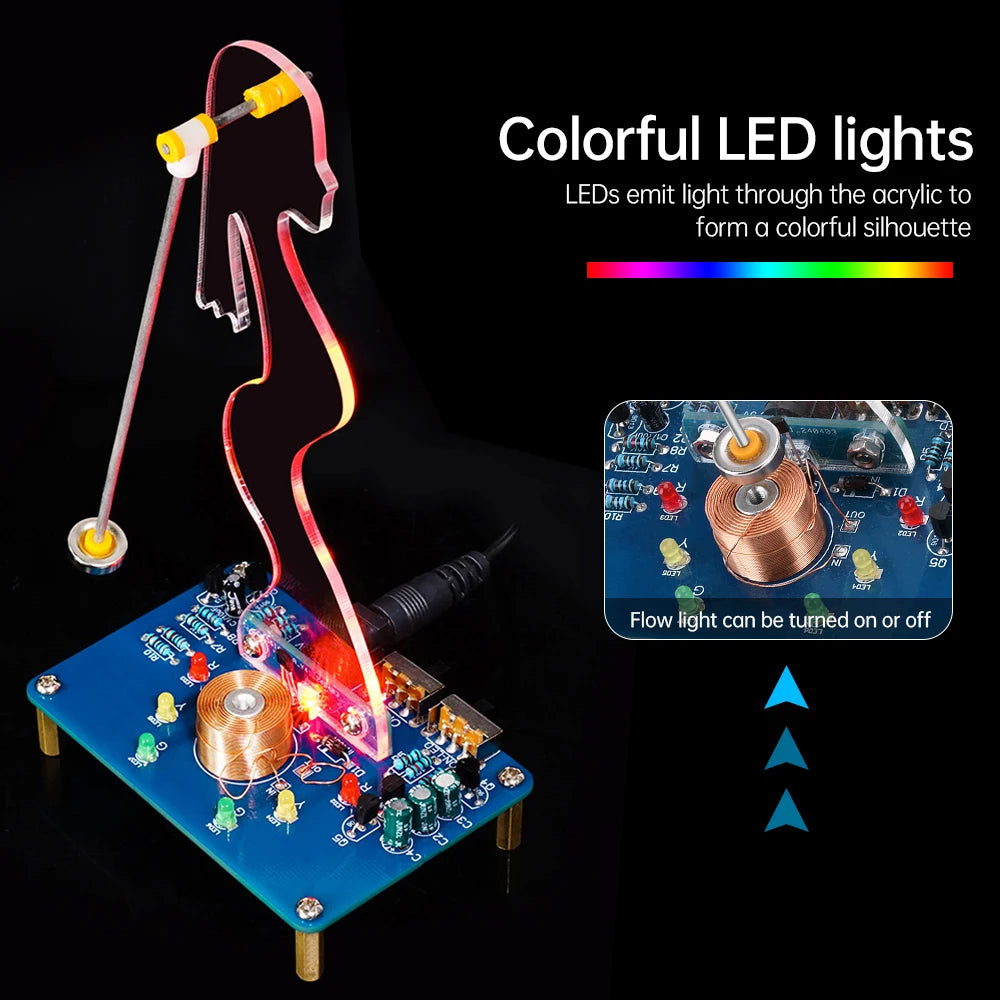 DIY Electronic Swing Kit DC 5V Colorful LED Effect Electromagnetic Induction Teaching Practical Training Welding Exercise Parts