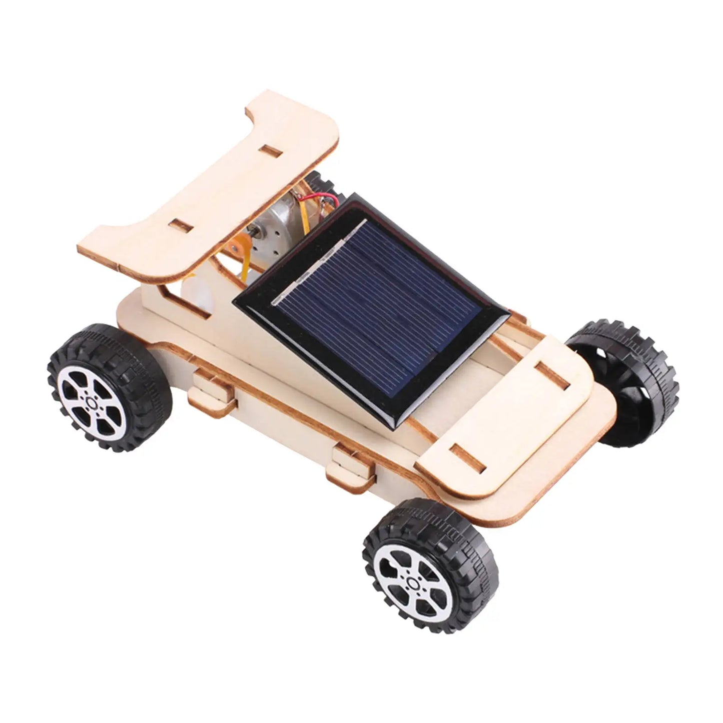 DIY Wooden Solar Car Science Experiment Model Building Projects Kit Moveable Solar Power RC Car Learning Toy for Children