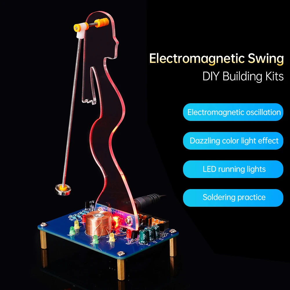 DIY Electronic Swing Kit DC 5V Colorful LED Effect Electromagnetic Induction Teaching Practical Training Welding Exercise Parts