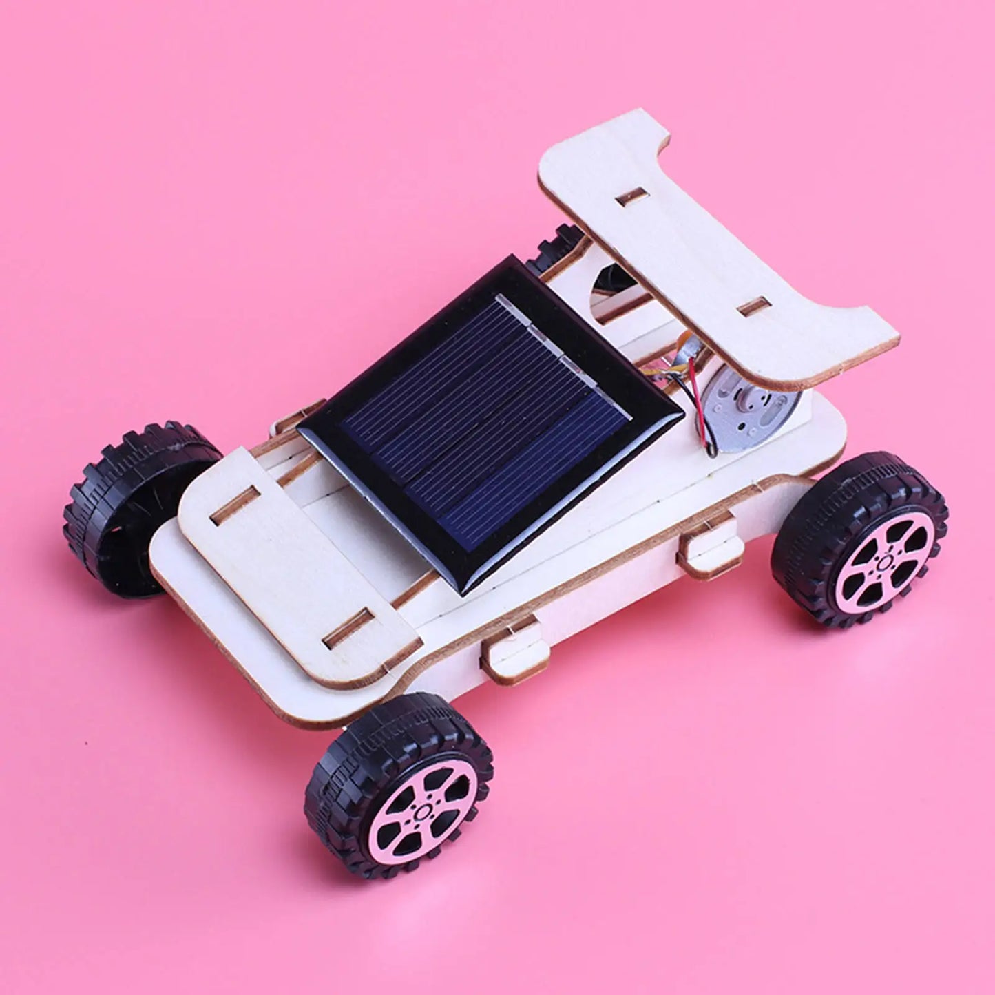 DIY Wooden Solar Car Science Experiment Model Building Projects Kit Moveable Solar Power RC Car Learning Toy for Children