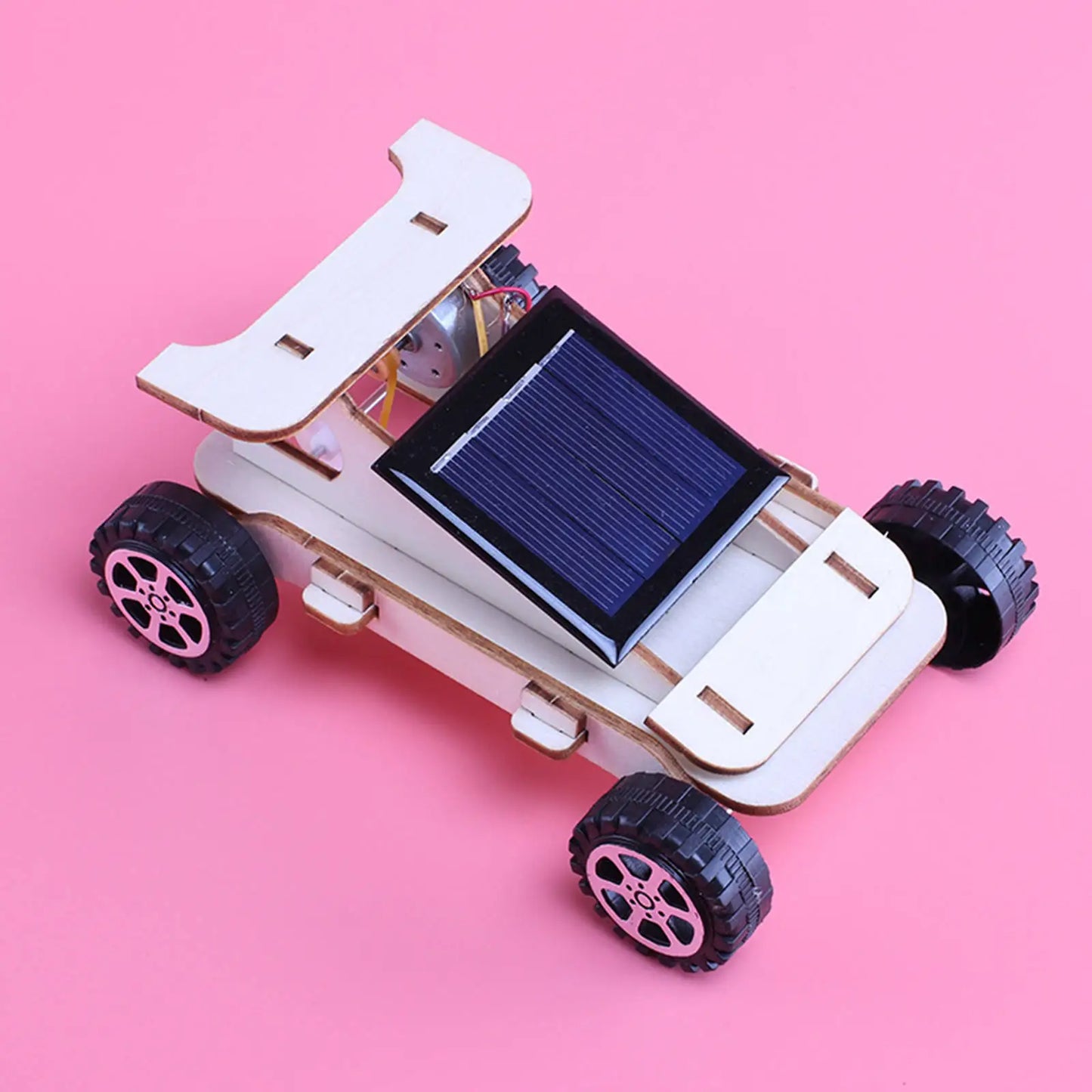 DIY Wooden Solar Car Science Experiment Model Building Projects Kit Moveable Solar Power RC Car Learning Toy for Children