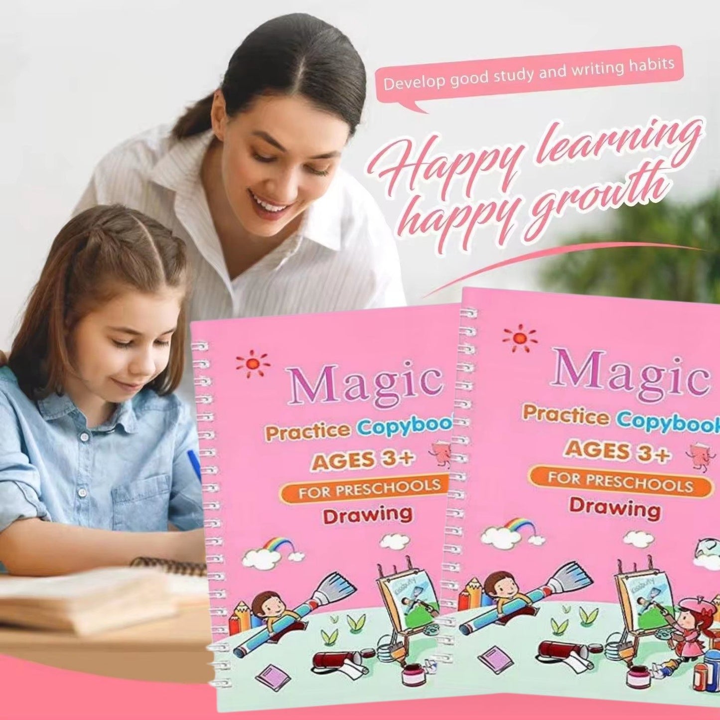 Early Education Magic Copybook Reusable Handwriting Practice  Kids Drawing Ink Workbook Children Pen Control Training Writing Drawing Educational Toy